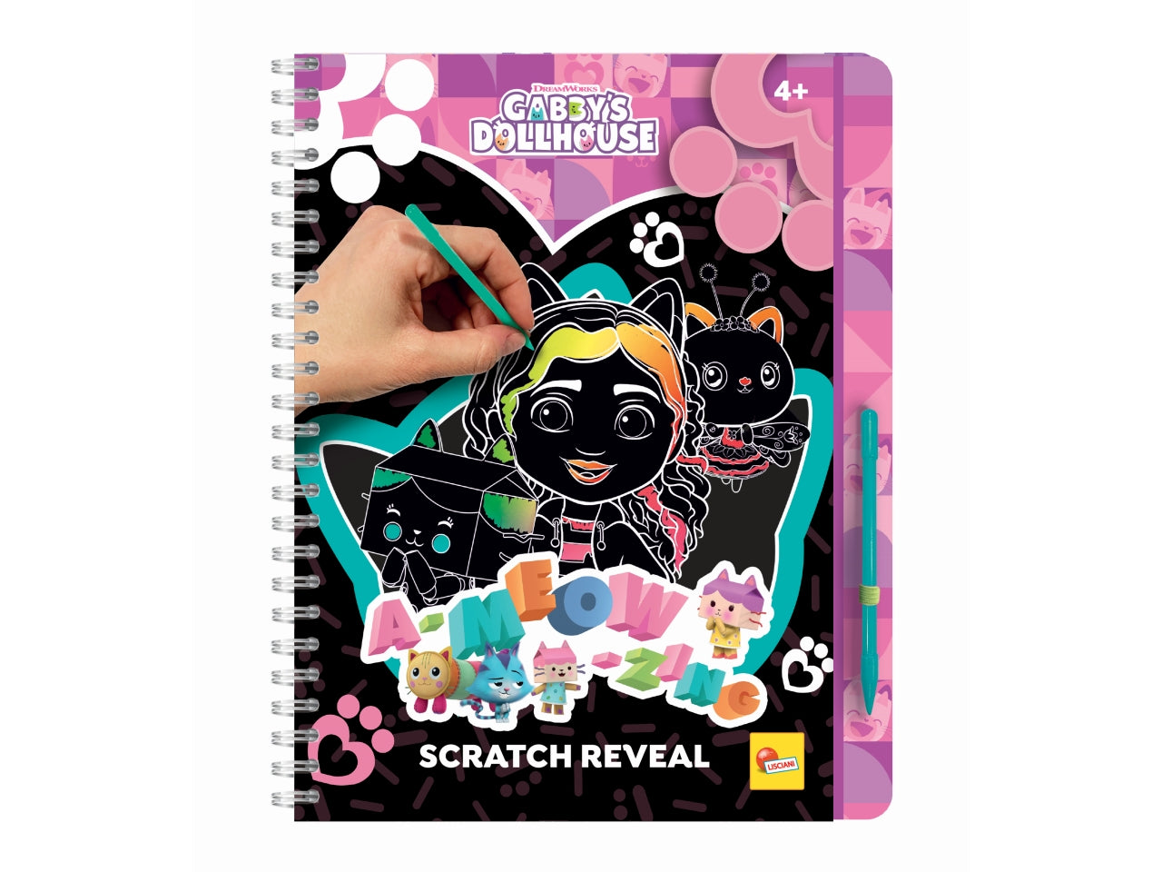 Libro Prescolare con Licenza Gabby's Dollhouse Sketchbook A-Meow-Zing Scratch Reveal - Multicolor, per Bambini da 4 Anni, Lisciani