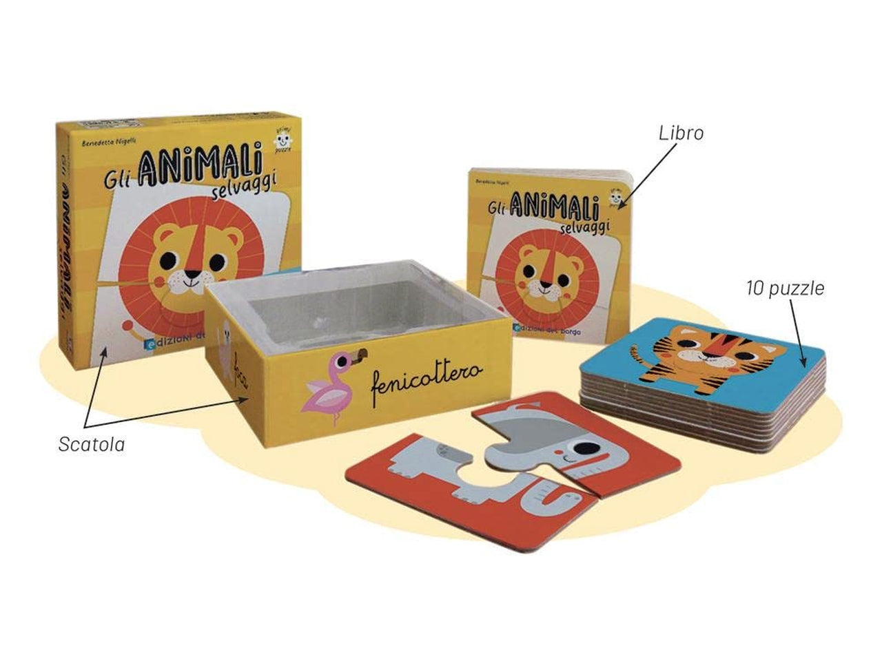 Libro edizioni del borgo primi puzzle gli animali selvaggi
