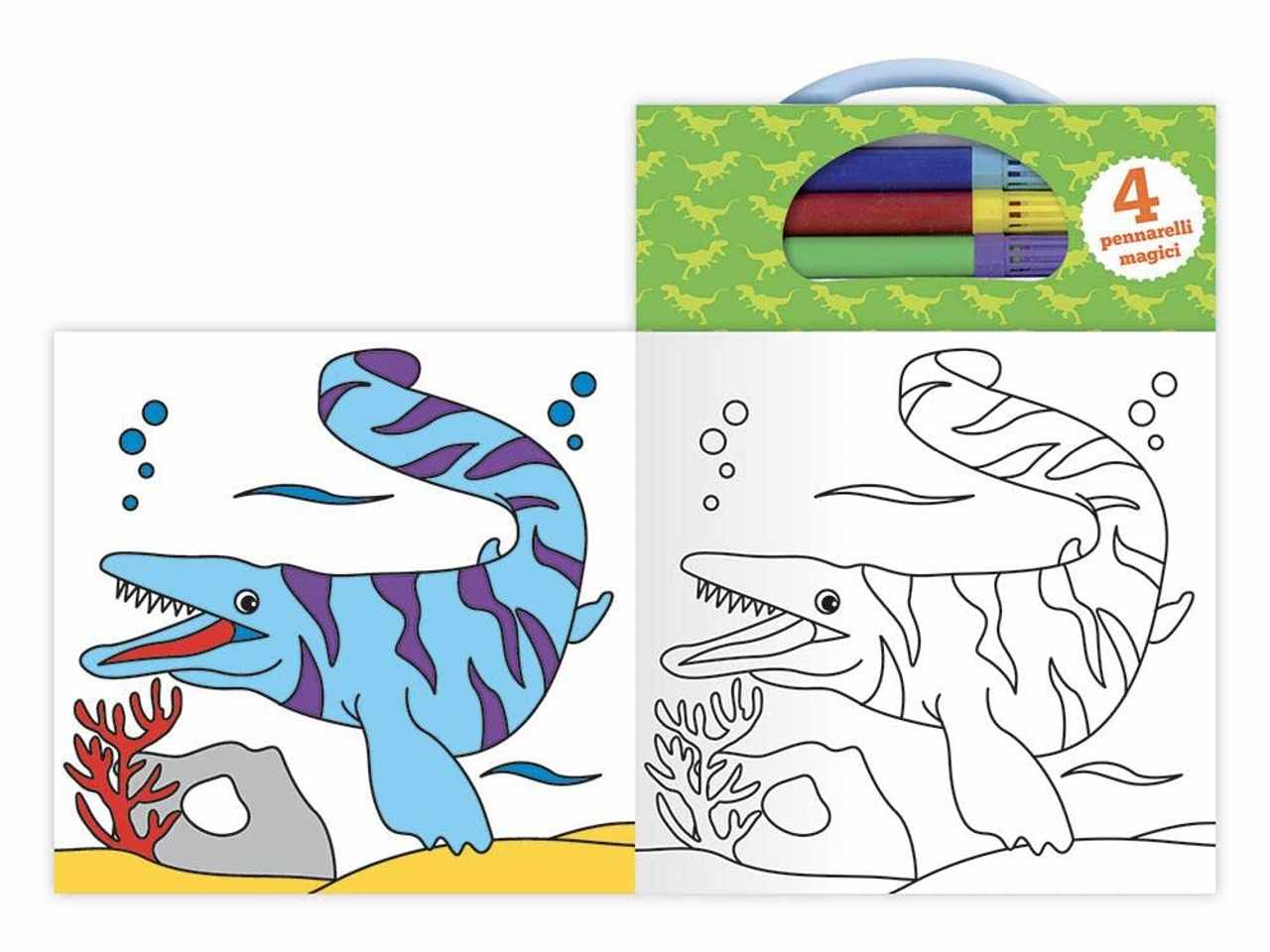 Libro colora i dinosauri con penn. magici