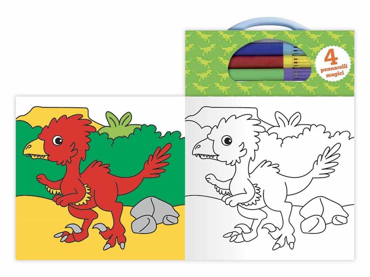 Libro colora i dinosauri con penn. magici