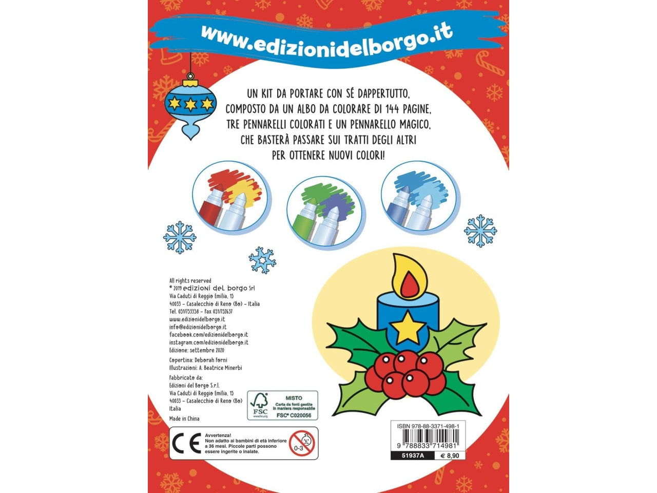 Libro edizioni del borgo colora il natale con pennarelli magici
