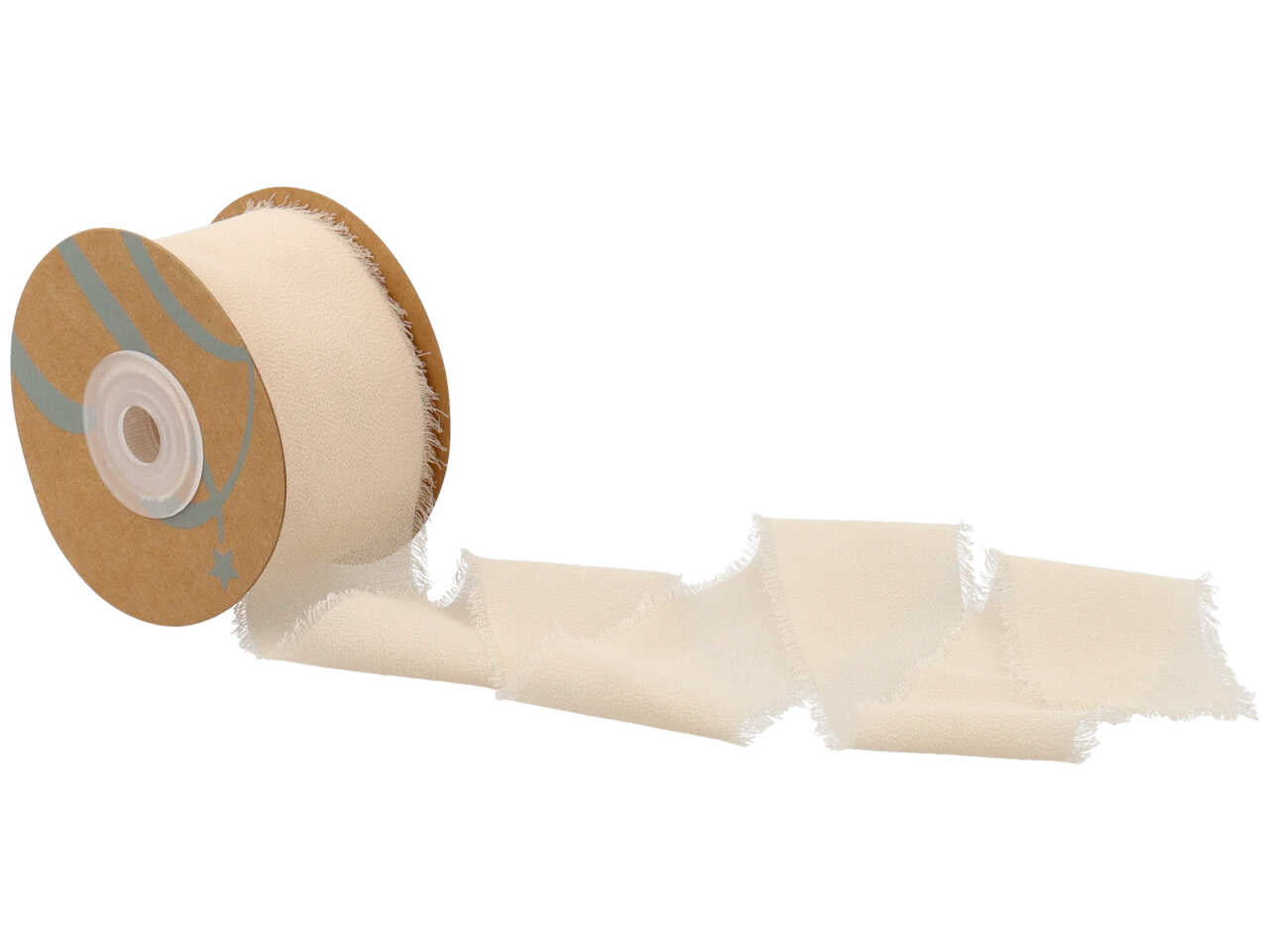 Nastro di seta con frangia colore beige 40mmx15mt