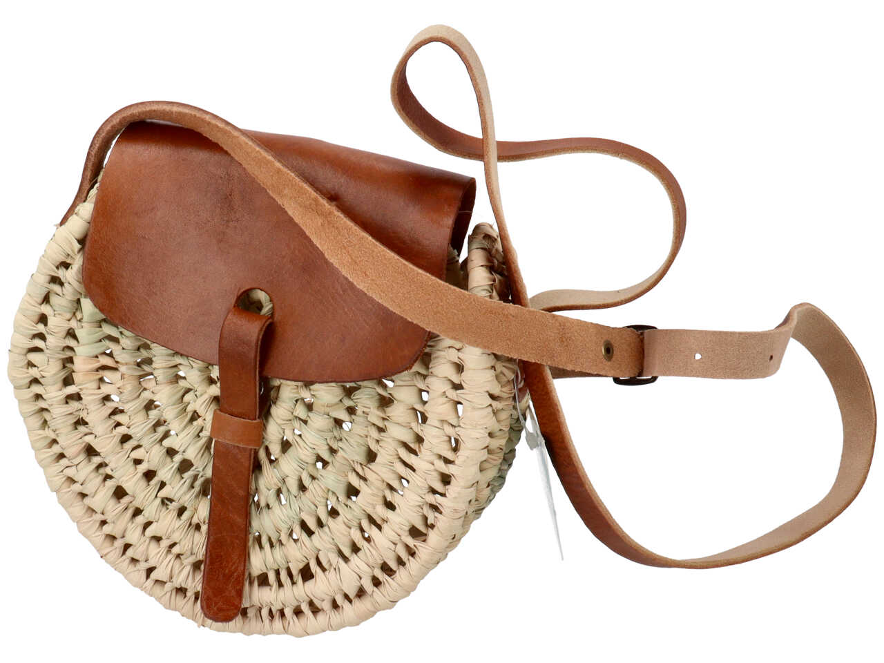 Borsa rotonda con patta in pelle d.20cm