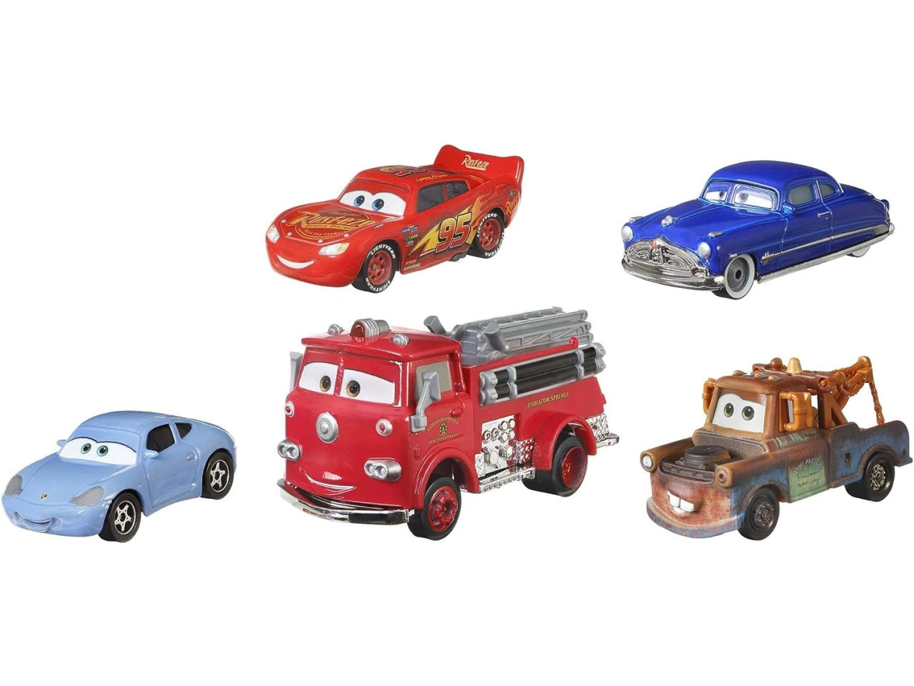 Disney cars veicoli racing style - confezione da 5 veicoli