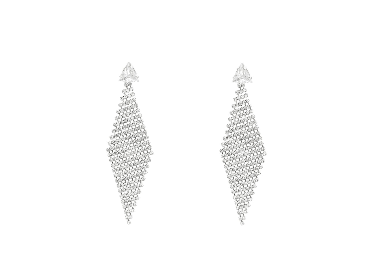 Orecchini rombi strass rodio