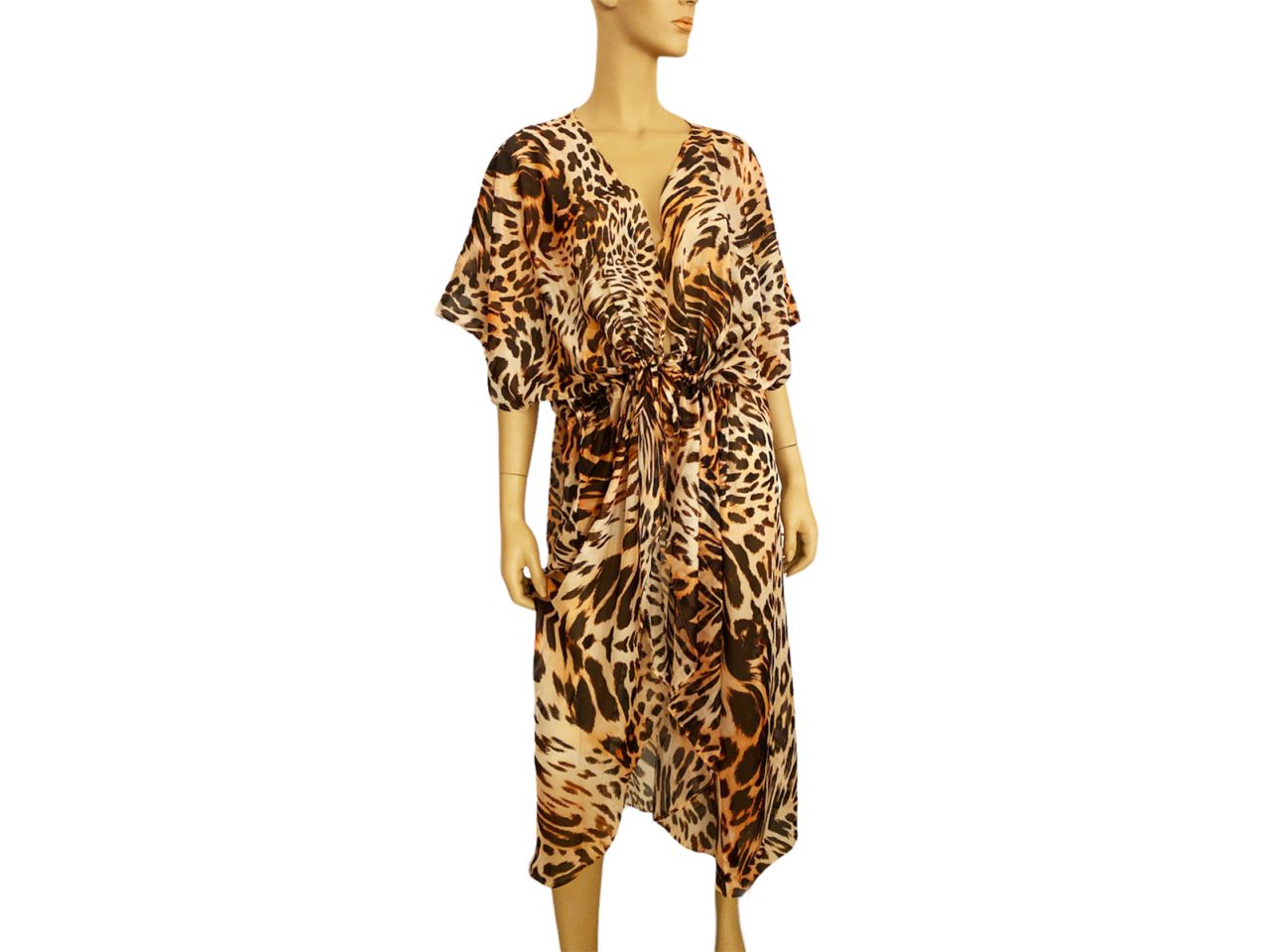 Kimono mare chiffon fantasia animalier arancione
