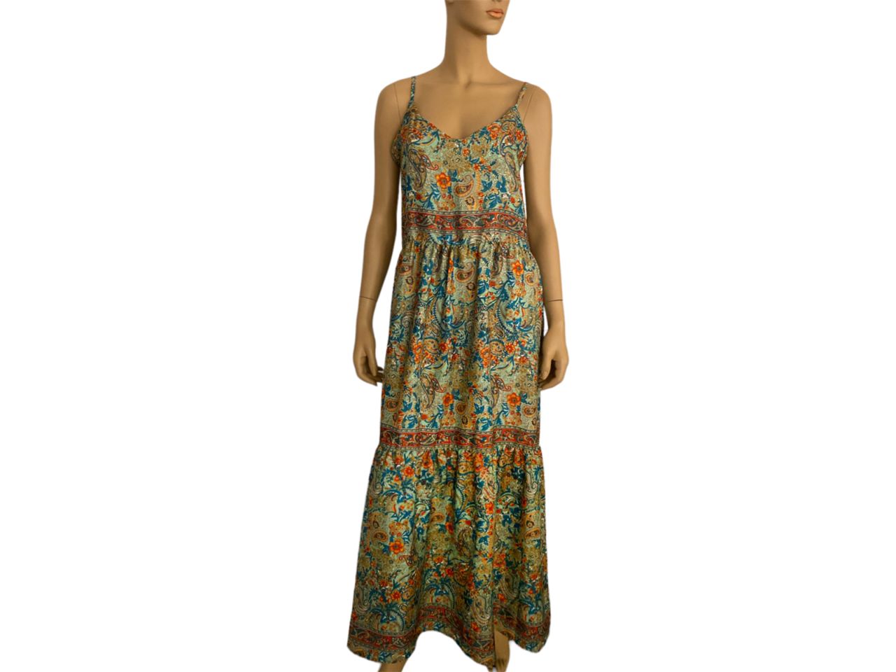 Abitino lungo con bretelle batik taglia S