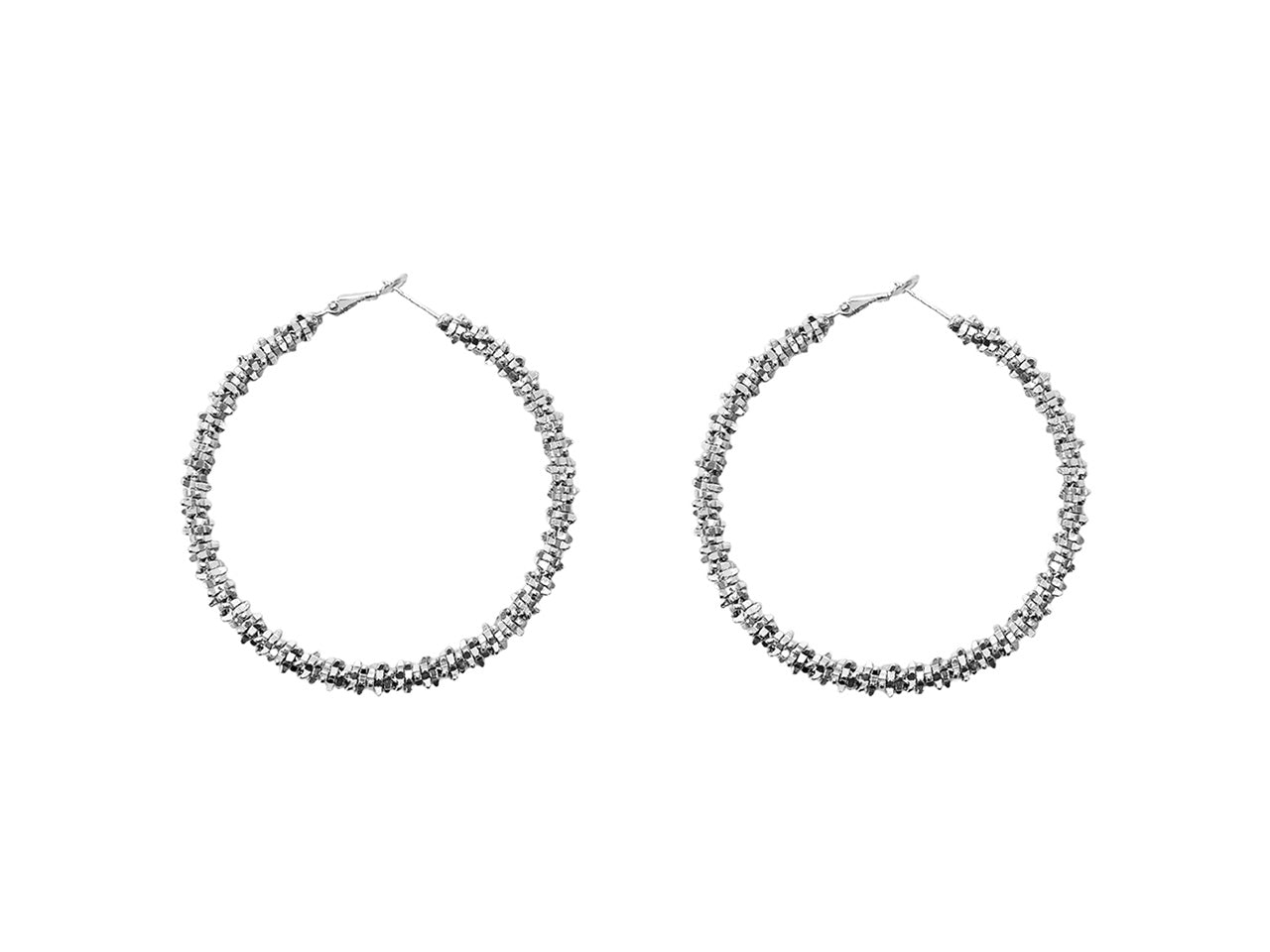 Orecchini cerchio con elementi diamantati 60mm rodio