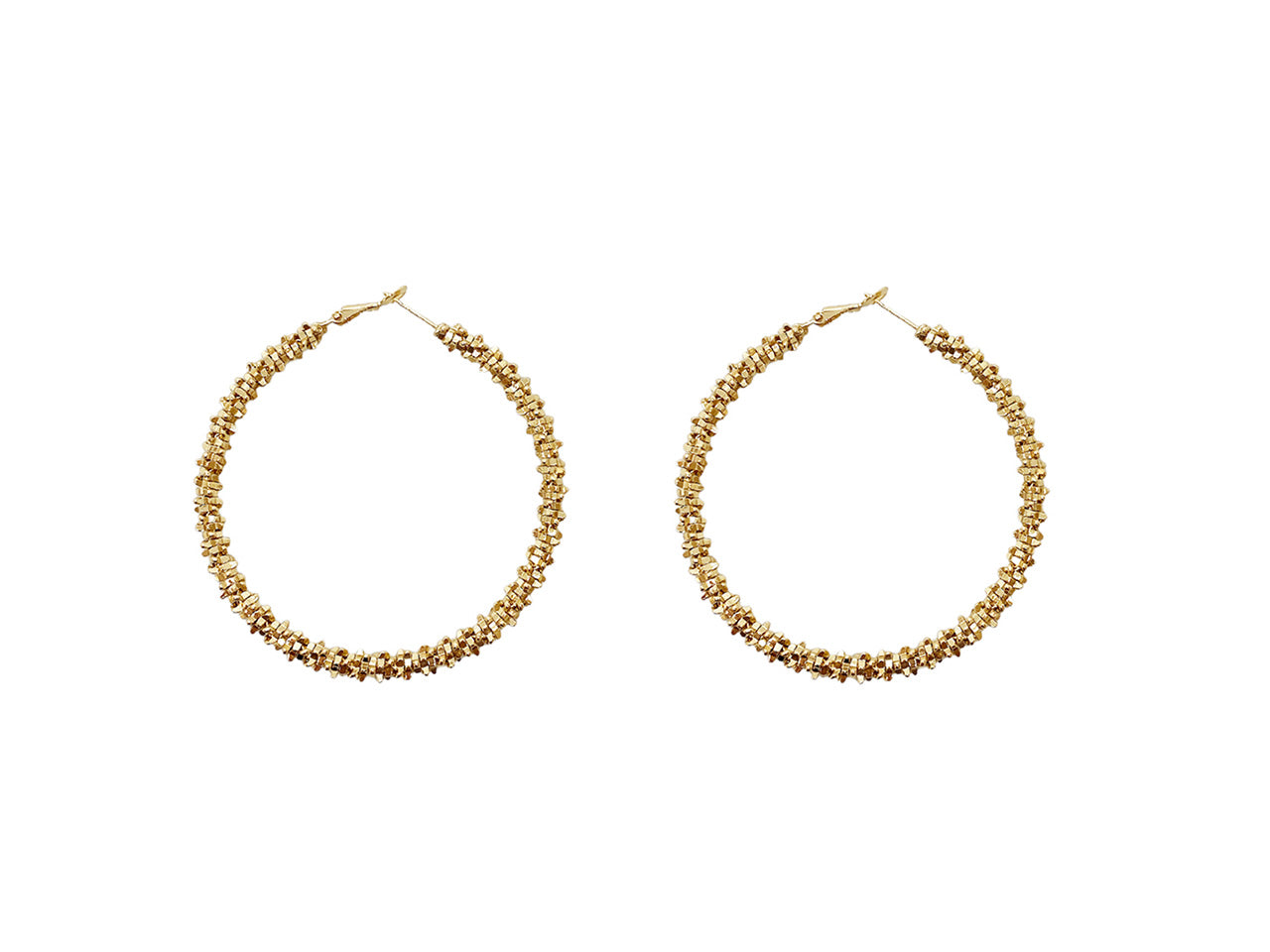Orecchini cerchio con elementi diamantati 60mm oro