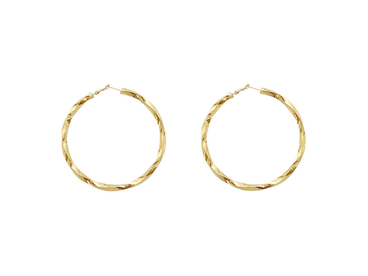 Orecchini cerchio tubo grande intrecciato 60mm oro