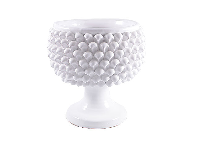 pigna vaso bianco d.25cm artigianale