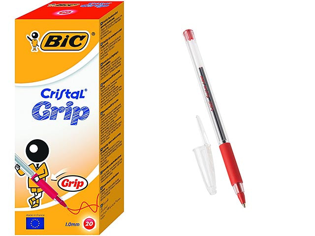 Penna a sfera cristal grip punta medio rosso 1,0 mm