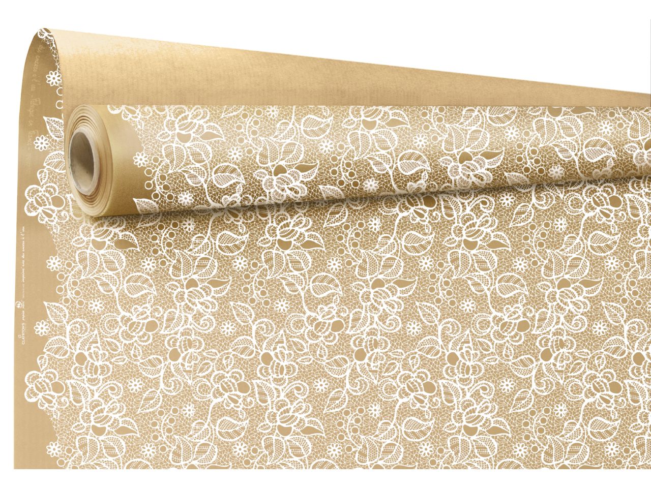 Bobina ecru con decorazioni bianche misura 40x0,80m