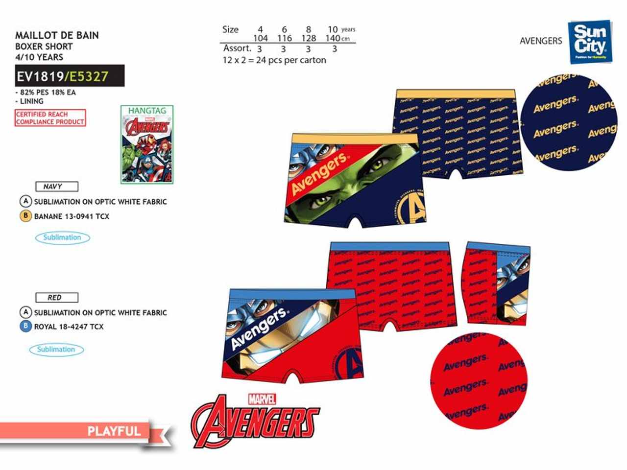 Costume da bagno bimbo boxer avengers