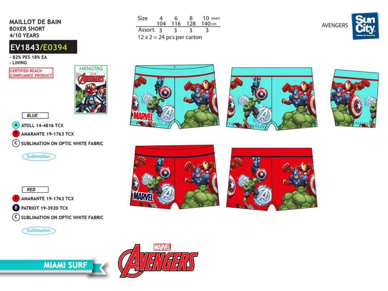Costume da bagno bimbo boxer avengers