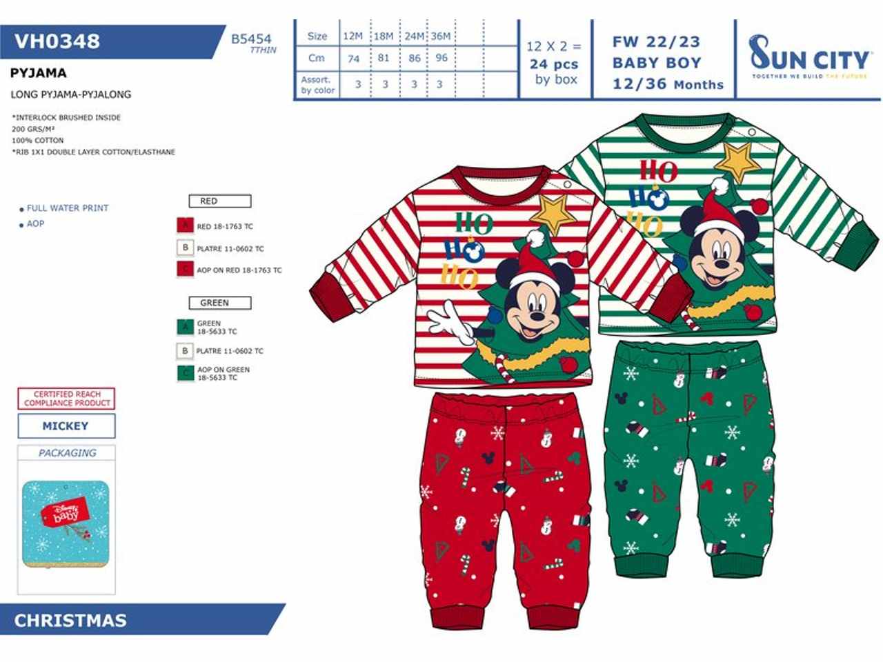 Mickey pigiama 12-36 mesi 100% cotone