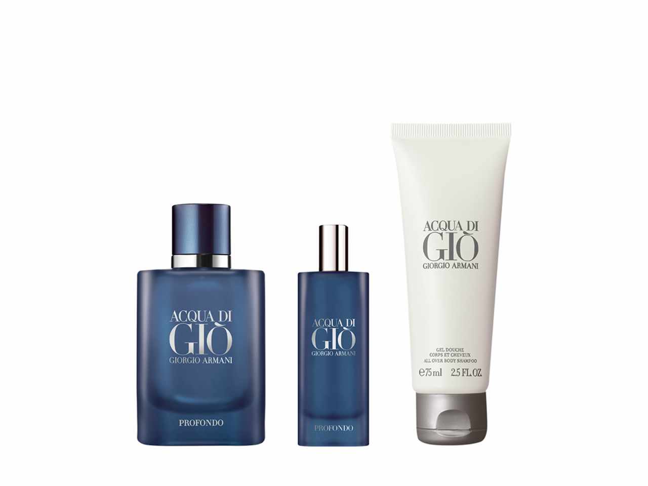 Armani acqua di gio' set regalo . contenuto: eau de parfum 40ml spray - doccia shampoo 75ml - eau de parfum 15ml spray