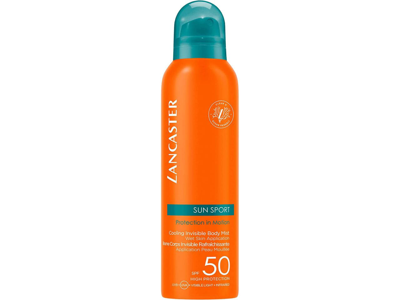 Lancaster sun protezione solare corpo sport spray trasparente rinfrescante spf 50 da 200ml