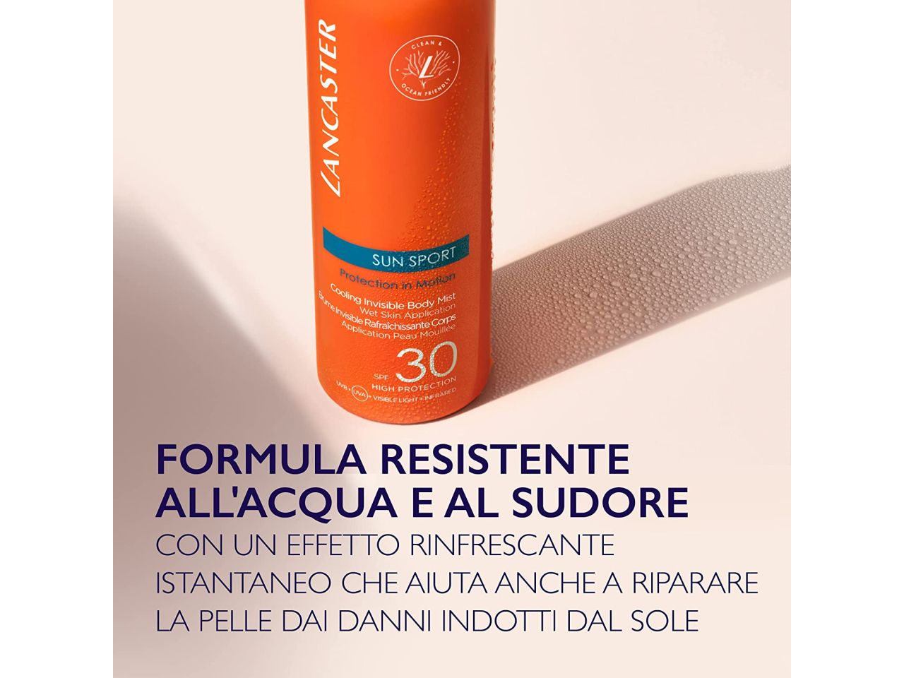 Lancaster sun protezione solare corpo sport spray trasparente rinfrescante spf 50 da 200ml