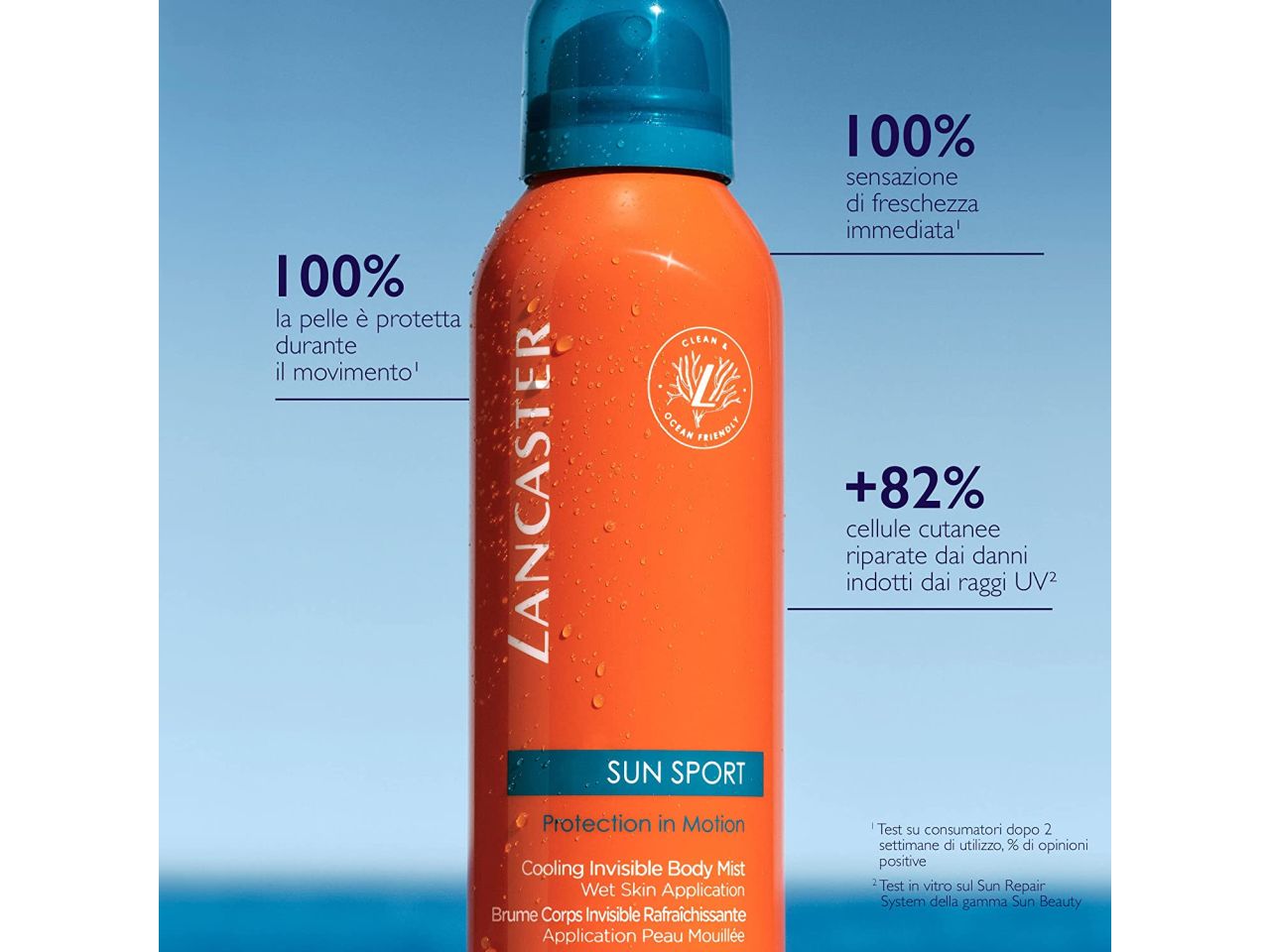 Lancaster sun protezione solare corpo sport spray trasparente rinfrescante spf 50 da 200ml