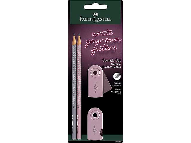 Matita disegni Faber Castell ergonomica B con gomma e temperino rosa 175 mm