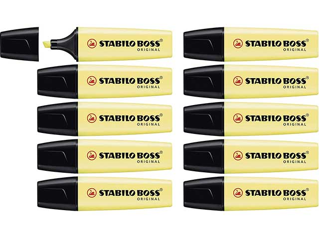 evidenziatore stabilo giallo banana dimensione tratto 2-5mm 10 pezzi