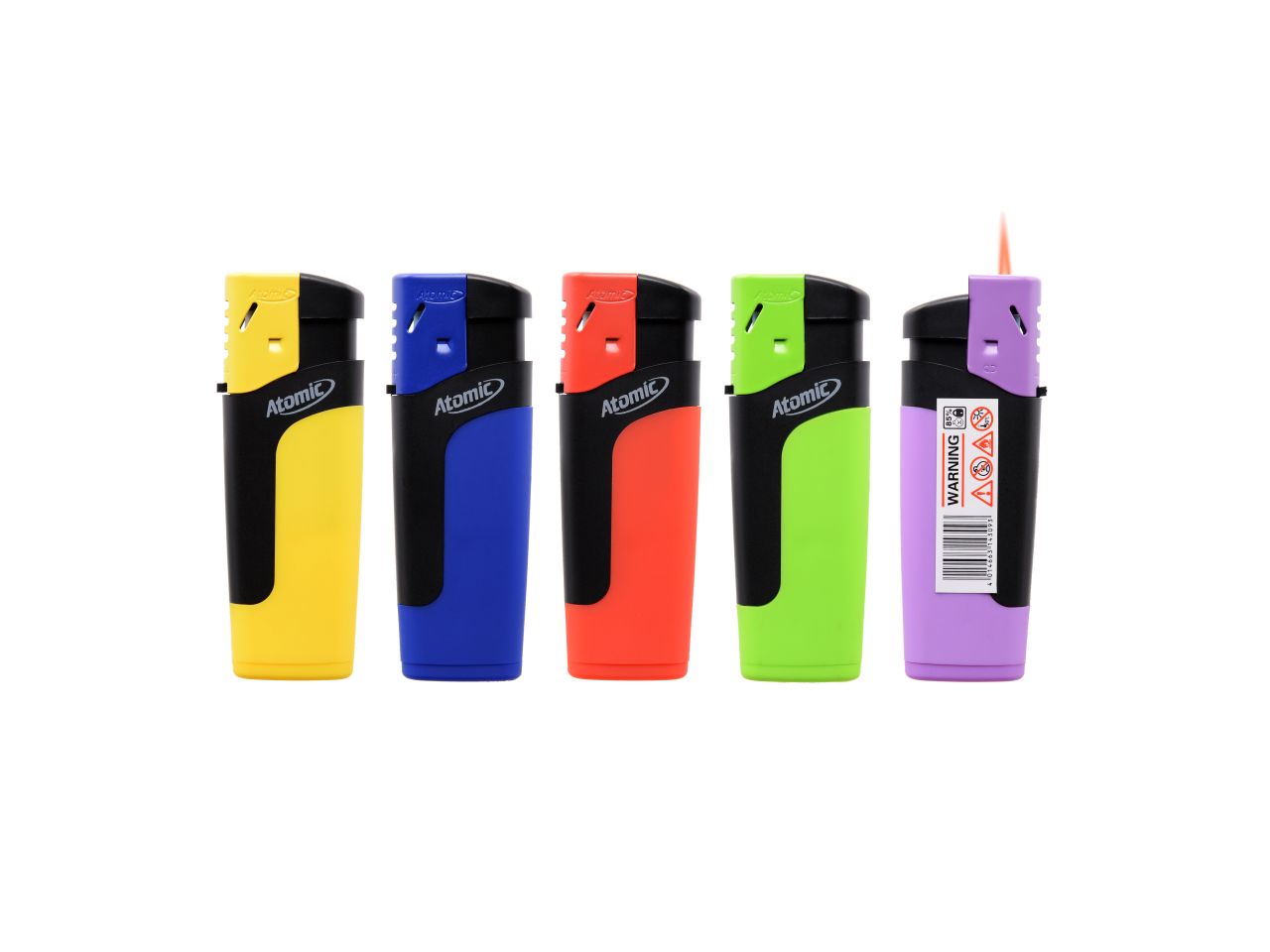 Accendino elettronico atomico pierre turbo redflame - ricaricabile con gomma assortita - la confezione comprende 50 accendini