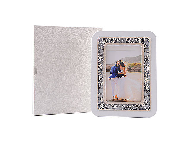 Porta foto pelle 17x23 con applinea rose lp0241mb
