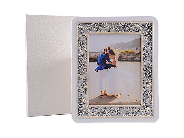 Porta foto pelle 28x34 con applinea rose lp0243mb