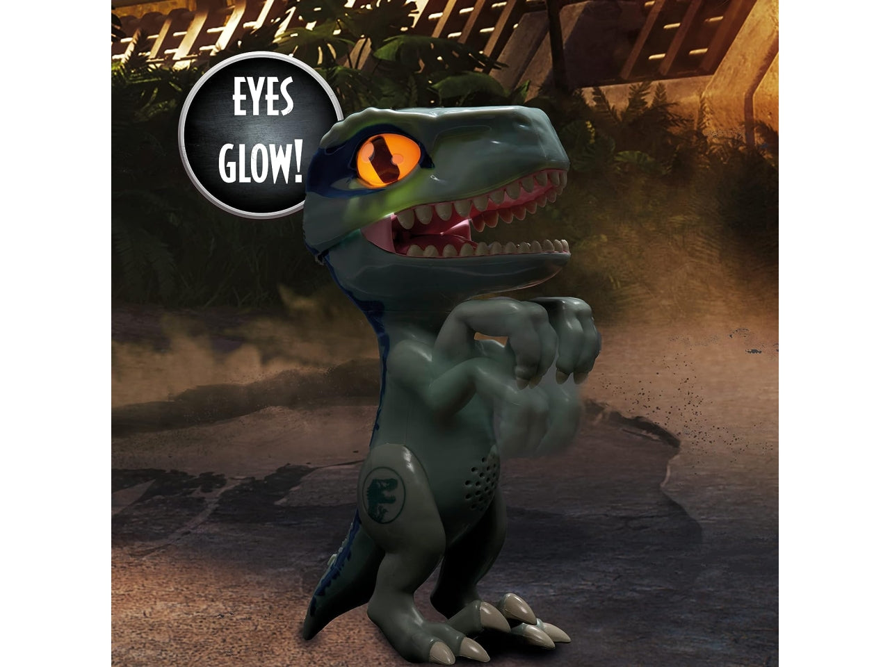 Jurassic world chomper con luce negli occhi e suoni