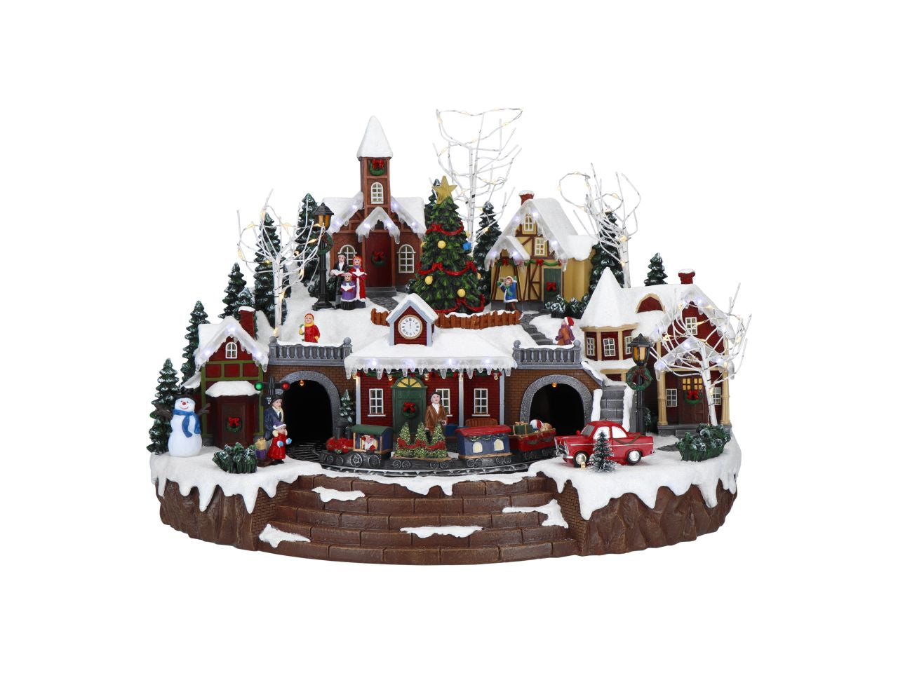 Giostrina animata villaggio natalizio con led e adattatore misura 47x35x33cm multicolor