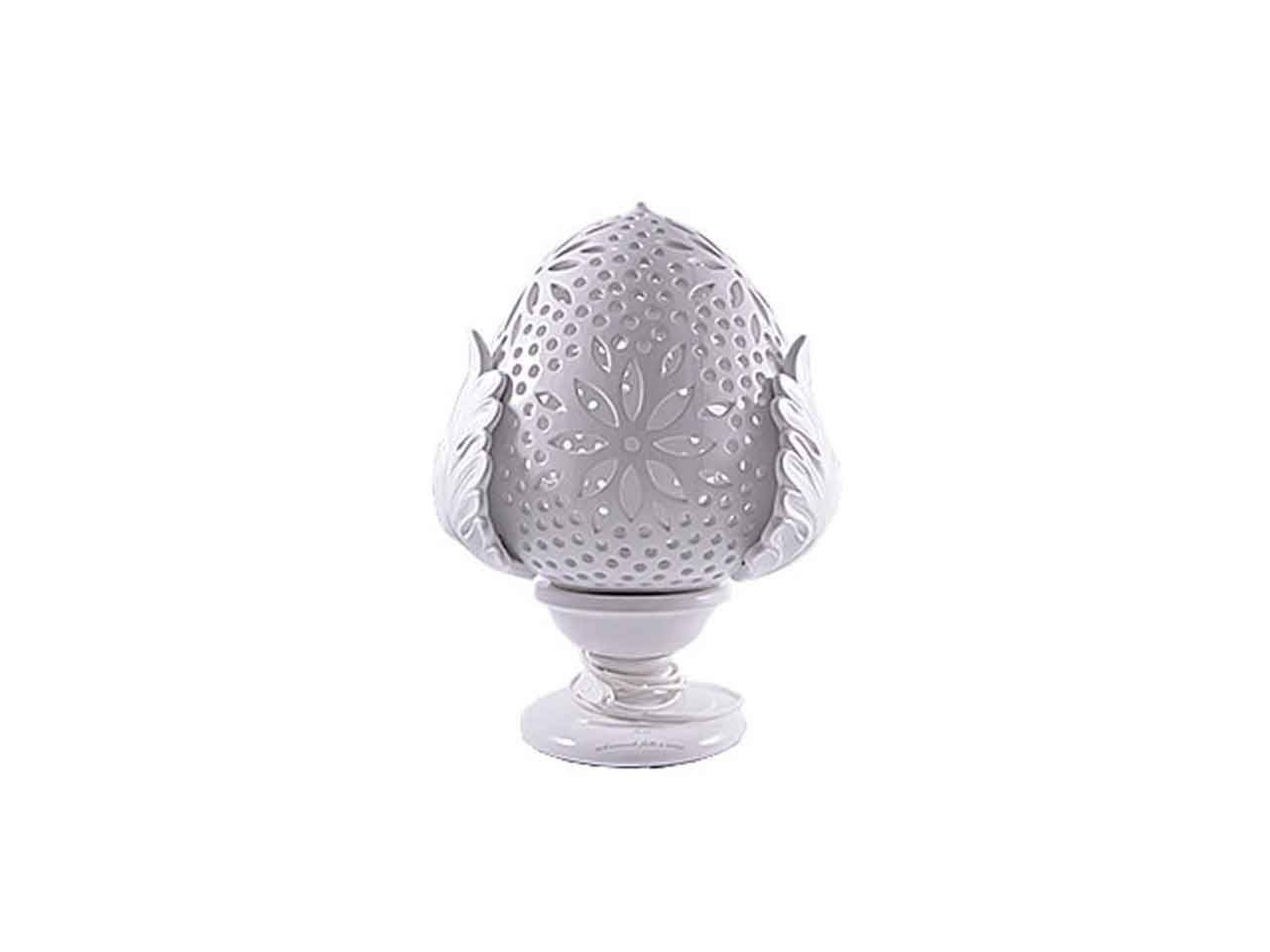 Lampada pumo da comodino ceramica 20cm bianca