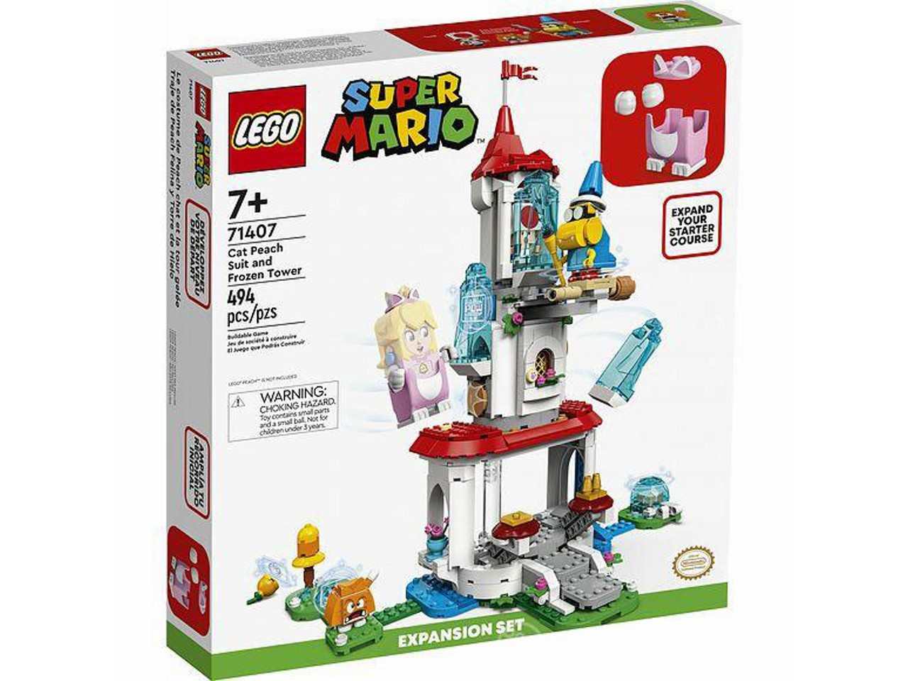 Lego super mario pack espansione costume di peach gatto e torre ghiacciata