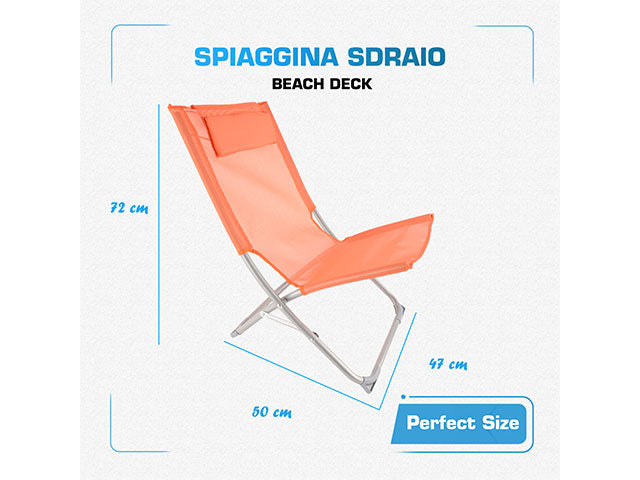 Sedia da mare textilene in acciaio 74x48x74cm