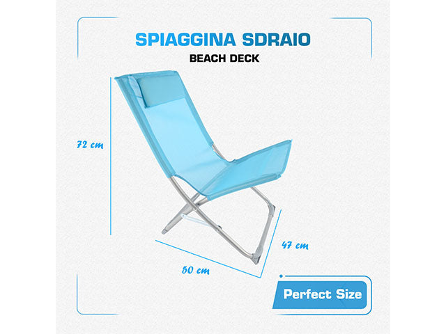 Sedia da mare textilene in acciaio 74x48x74cm
