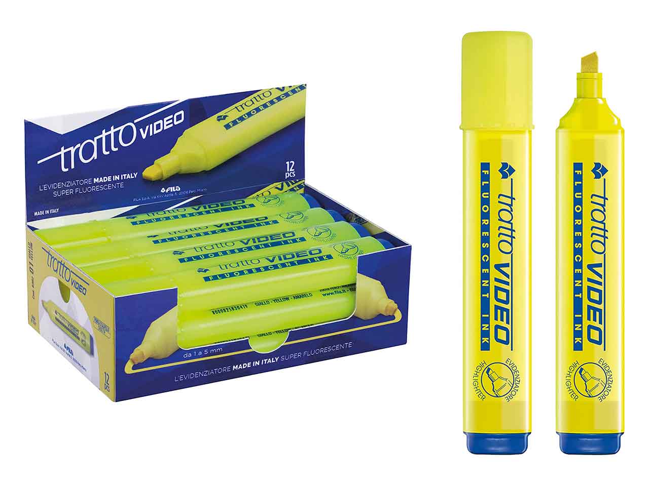 Evidenziatore giallo dimensione tratto 1-5mm 12 pezzi