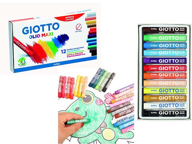 Pastelli a olio ad olio colori assortiti sezione tonda 11 mm L 70 mm Giotto