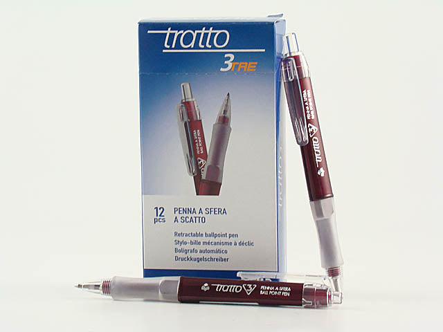 Penna a sfera Fila Tratto 3 fusto triangolare punta in silver nichel, sfera in carbonio rosso 0,7 mm