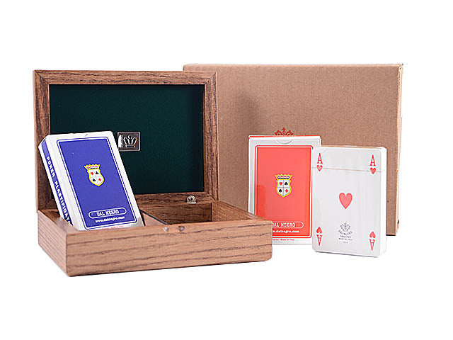 Portacarte frassino anticato a 2 mazzi poker 3354
