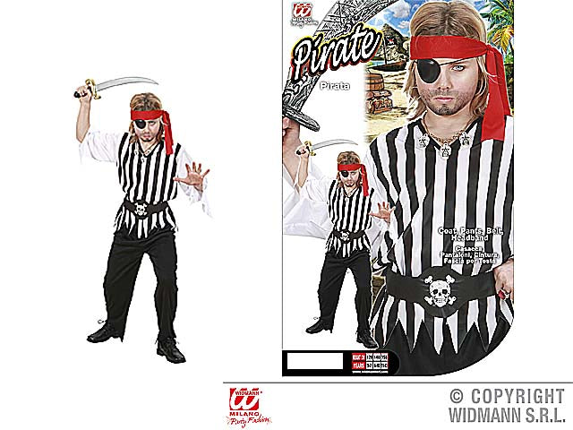 Costume pirata composto da casacca,pantaloni,cintura,fascia per testa 158 cm 11-13 anni
