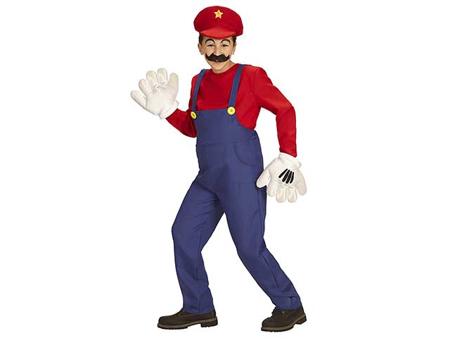 COSTUME SUPER IDRAULICO COMPOSTO DA SALOPETTE,MAGLIA E CAPPELLO 158 CM 11-13