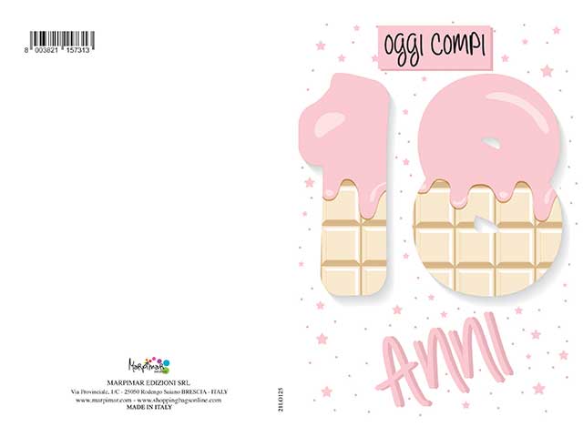 Biglietto auguri 18 anni rosa