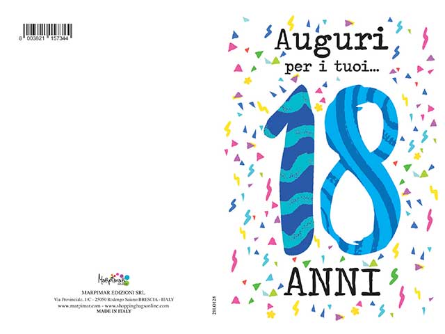 Biglietto auguri 18 anni azzurro