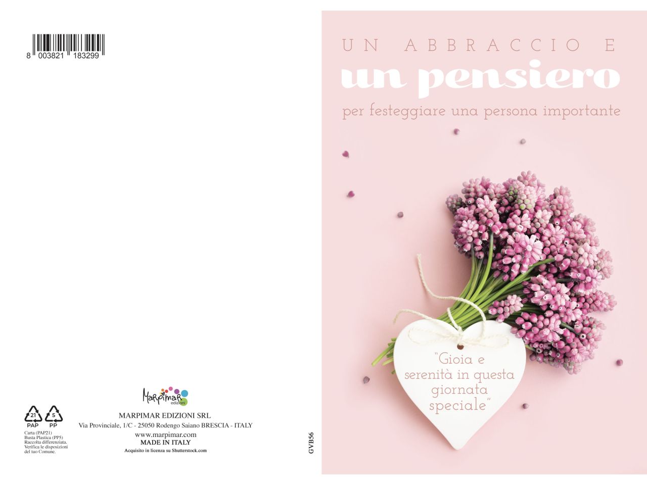 Biglietto un abbraccio e un pensiero per festeggiare una persona importante
