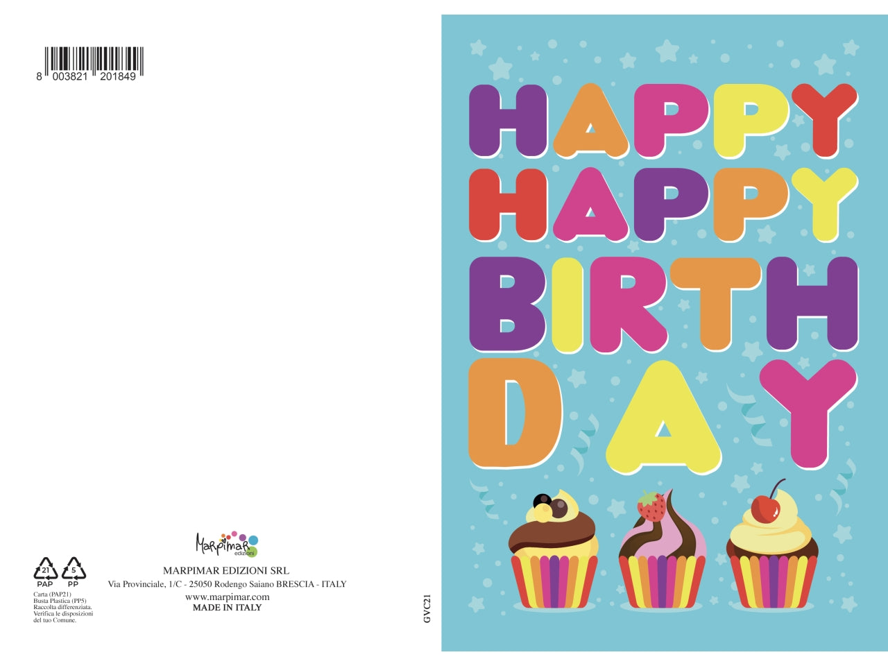 Biglietto happy birthday glitter con busta