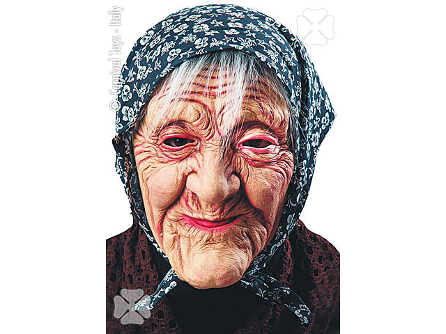 Maschera befana in lattice con fazzoletto e capelli