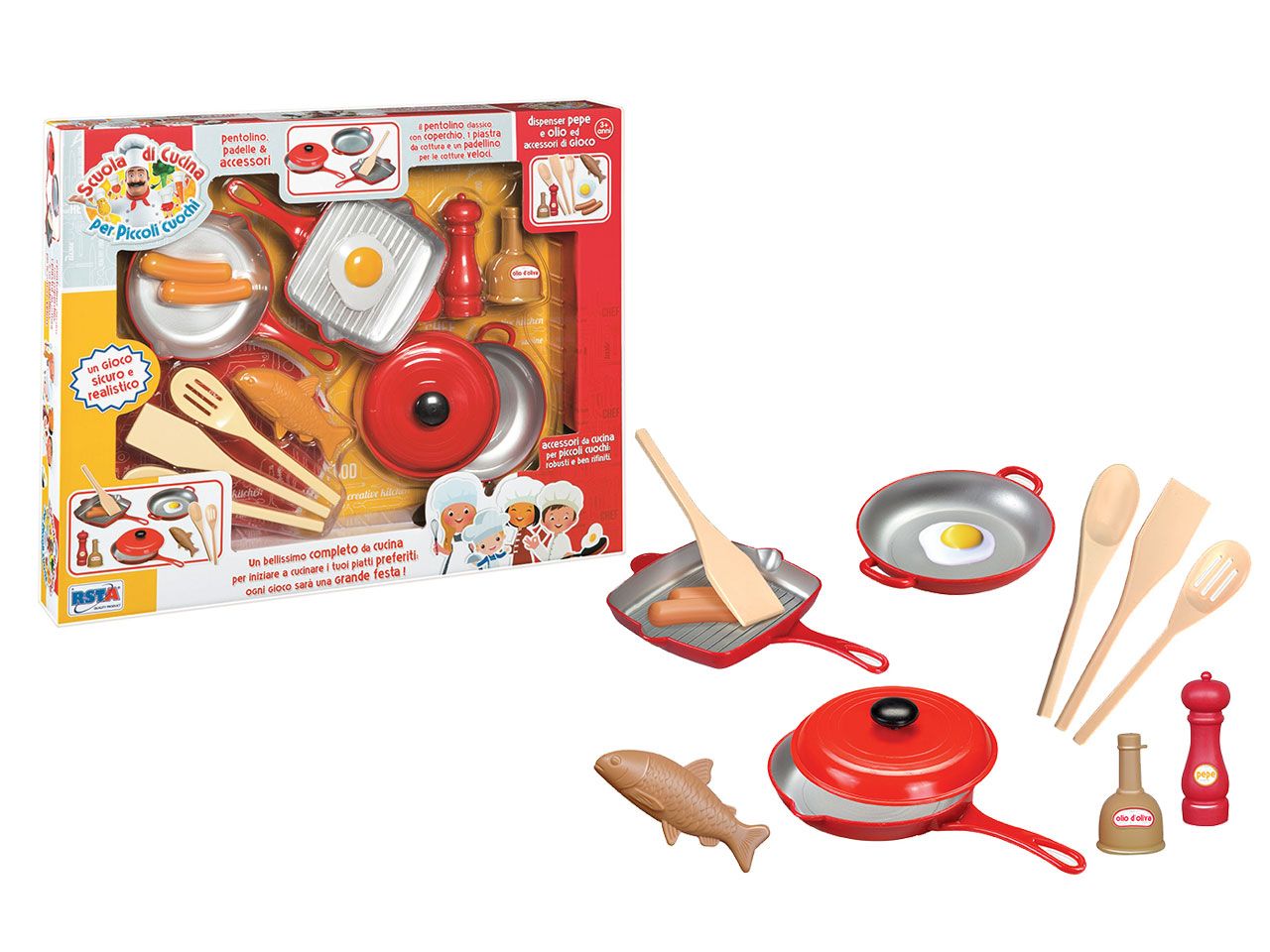 Scuola di cucina piccoli per cuochi set padella e accessori