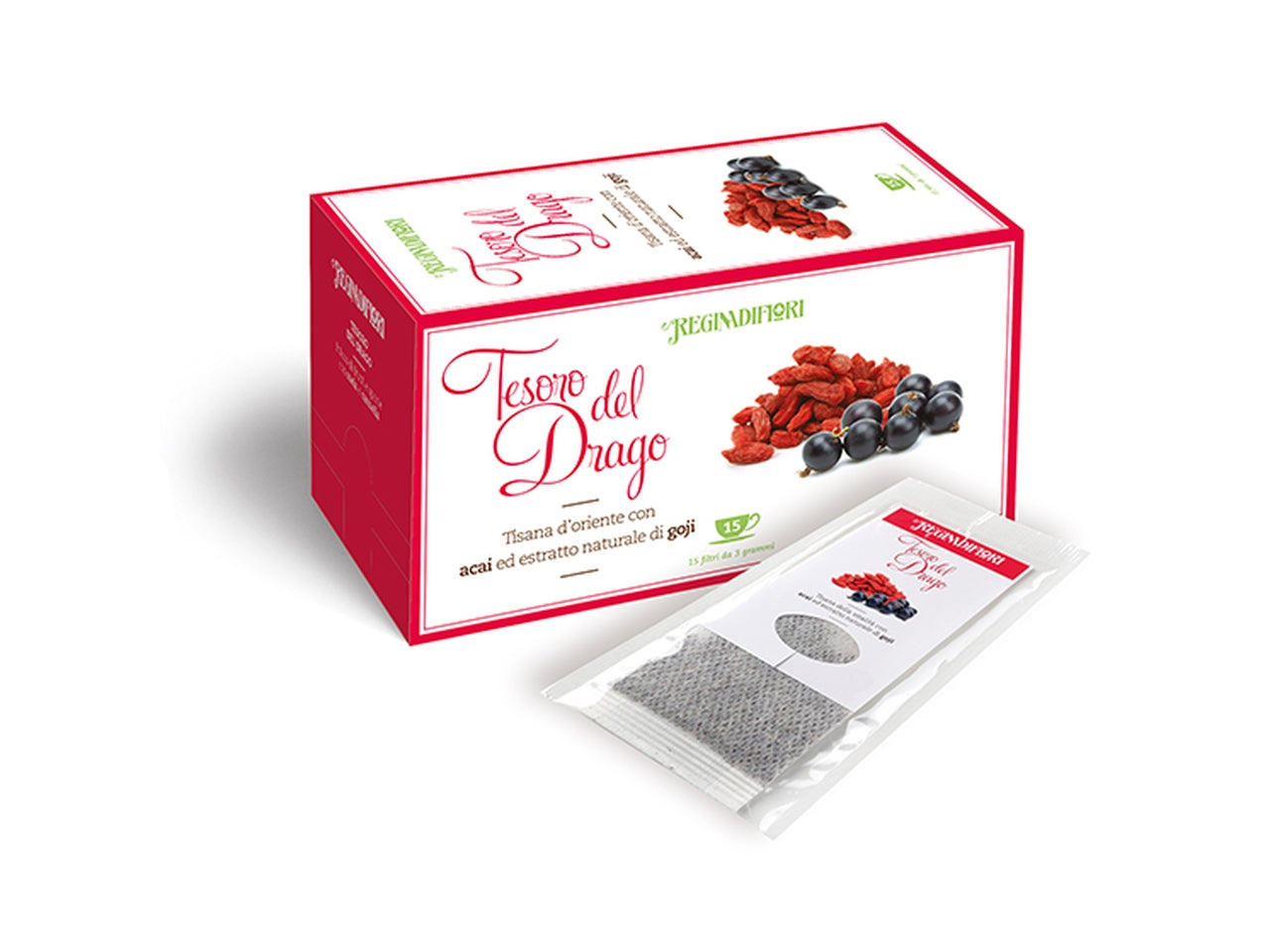 Tisana tesoro del drago con acai e goji - la confezione comprende 15 astucci da 3gr ciascuno