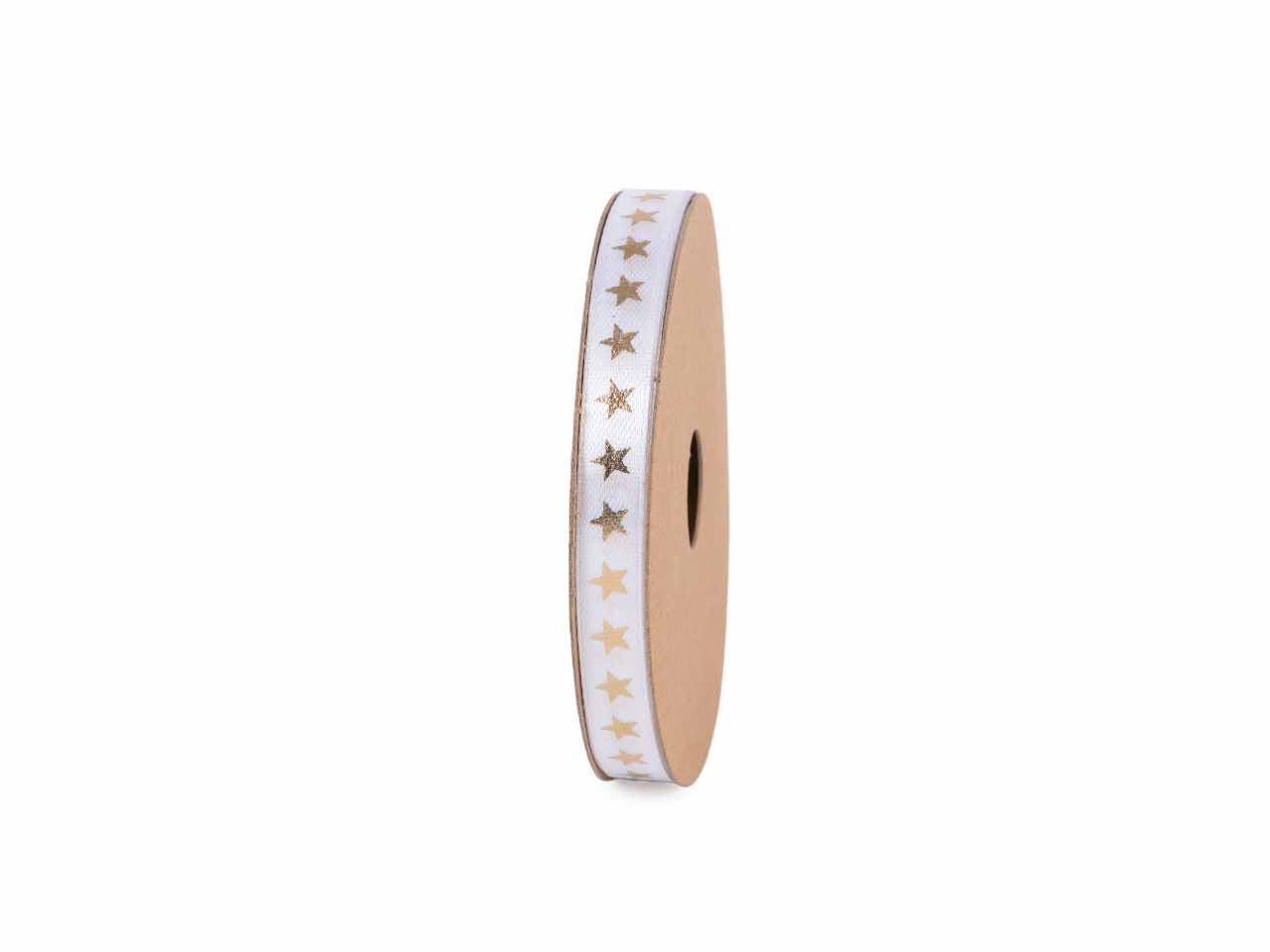 Nastro sturdust 9mmx10mt bianco con stelle oro