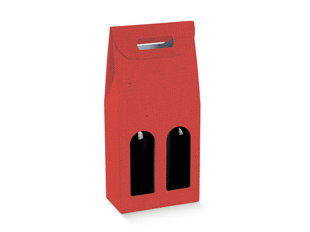 porta bottiglia 2 posti con maniglia e finestra 180x90x385 linea lino rosso